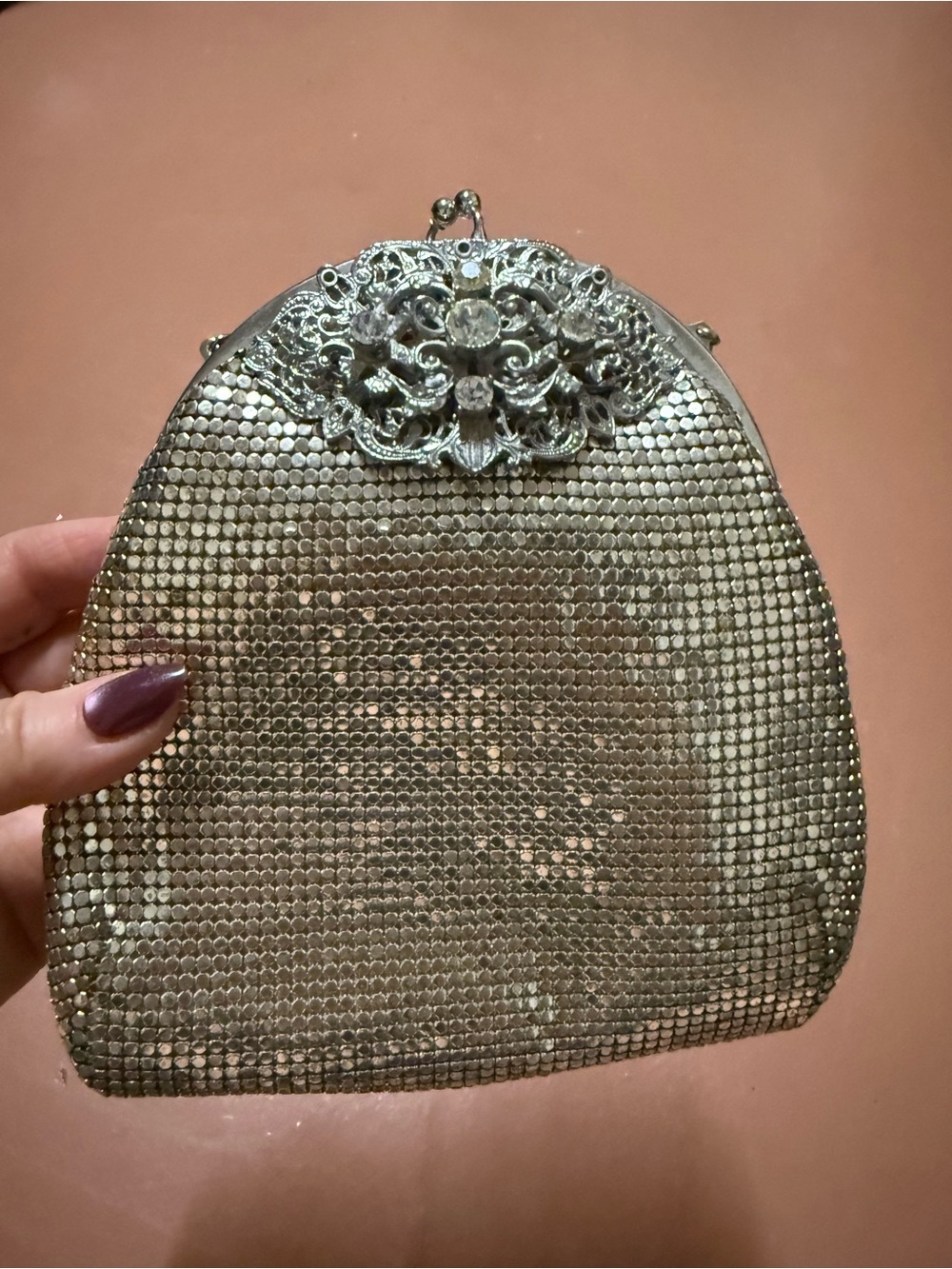 Vintage Silver Mesh Evening Clutch